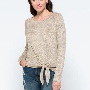 👗 Nine Britton | Billie Tie Front Brushed Knit Top in XL